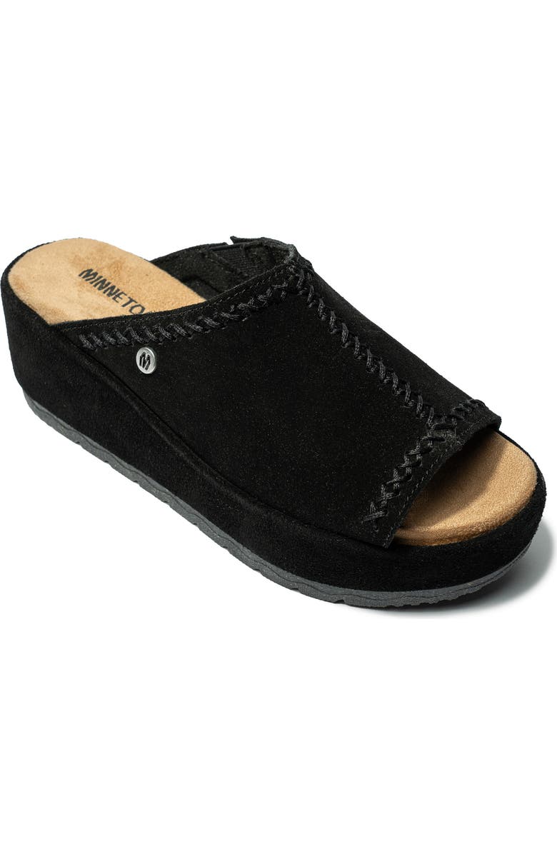 Minnetonka Paislee Wedge Sandal, Main, color, Black