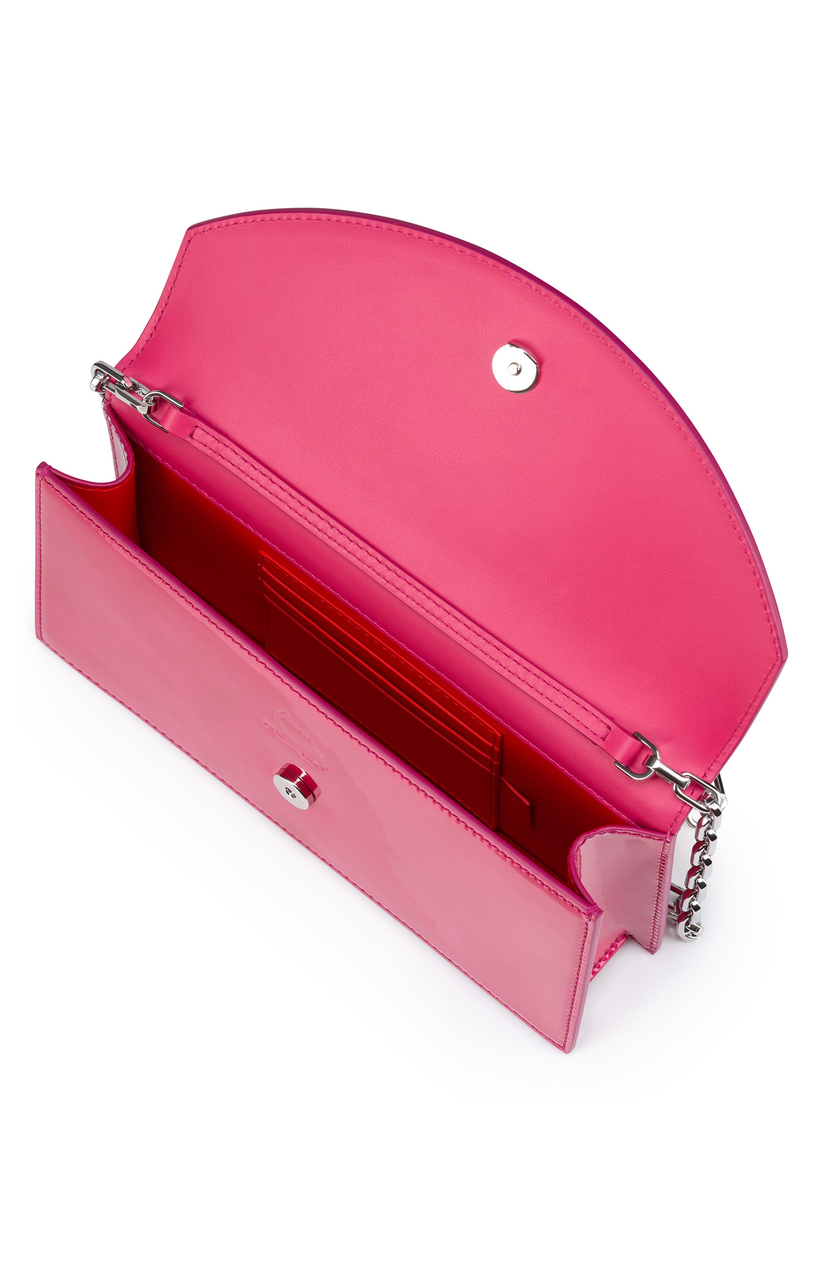 Loubi54 Patent Leather Clutch, Alternate, color, PINUP/ SILVER