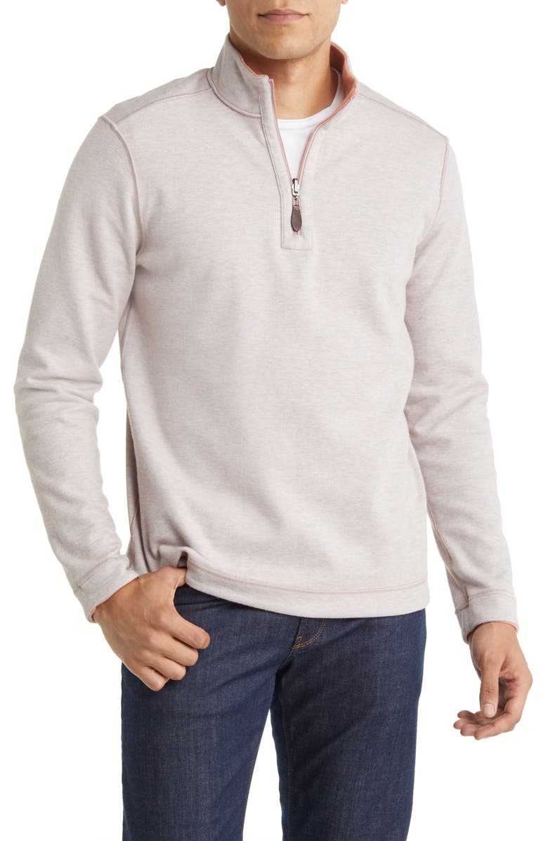 Johnston & Murphy Men's Reversible Quarter Zip Pullover, Alternate, color, Orange/ Light Blue