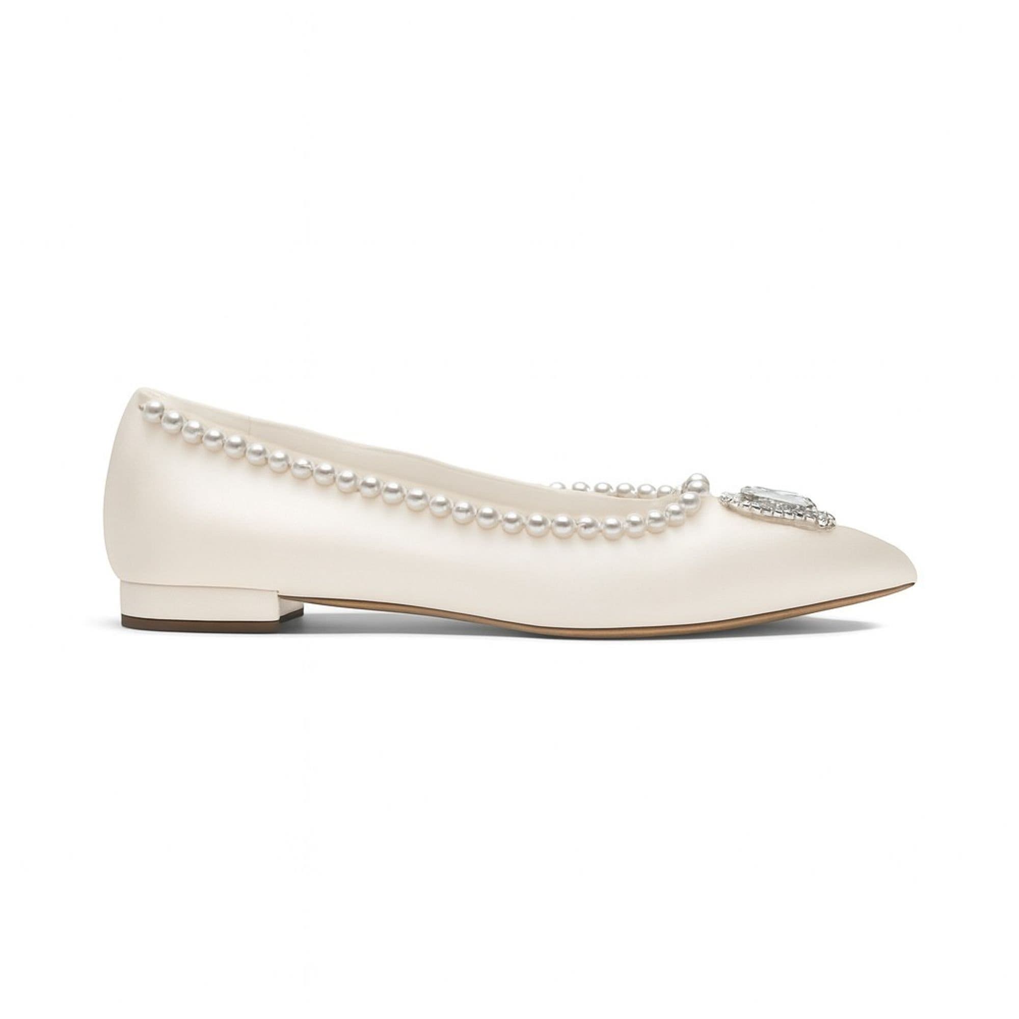The Dame Pearl Ballerina Flat, Main, color, Ivory