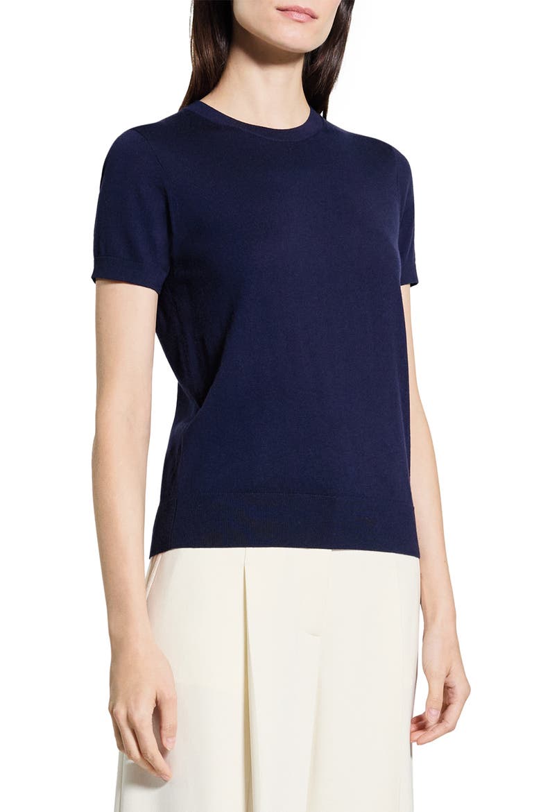 Regal Short Sleeve Wool Sweater, Alternate, color, DEEP NAVY