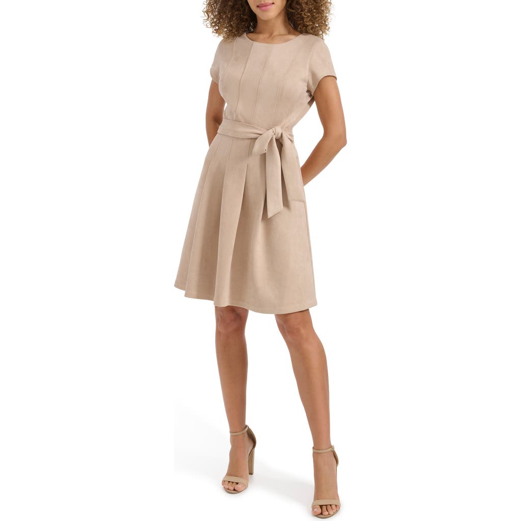 Kensie Stretch Faux Suede Minidress In Neutral