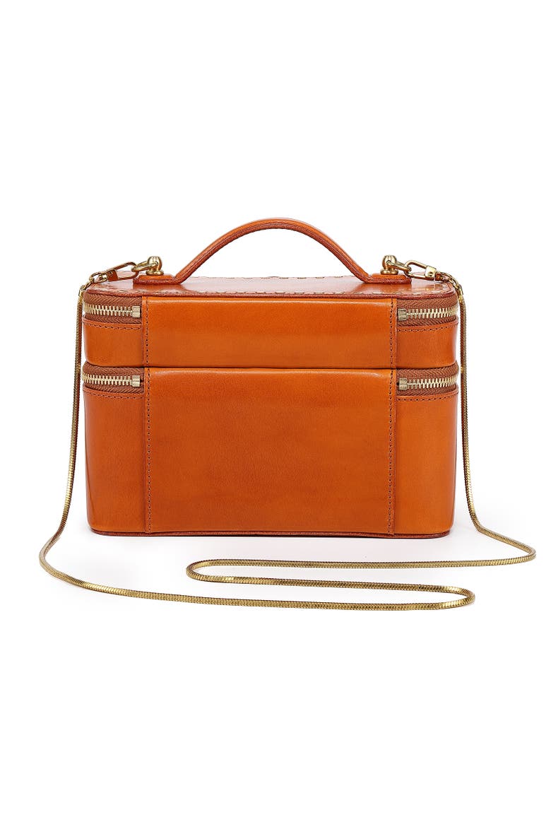 Ixia Genuine Leather Vanity Mini Trunk, Alternate, color, Caramel