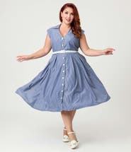 Unique Vintage Plus Size Shirt Swing Dress