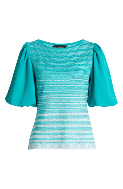Ming Wang Stripe Mixed Media Jacquard Tunic