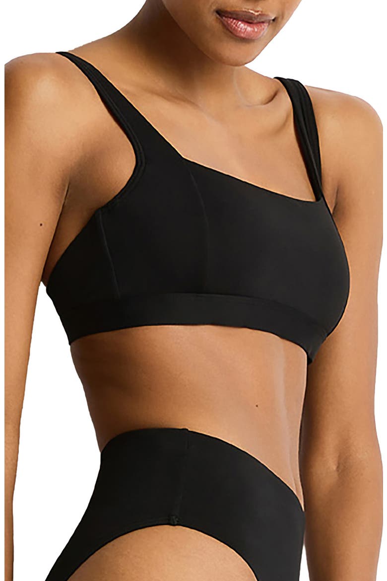 Square Neck Bralette Bikini Top, Alternate, color, BLACK