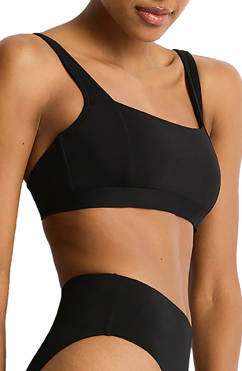 Sea Level Square Neck Bralette Bikini Top, Alternate, color, Black