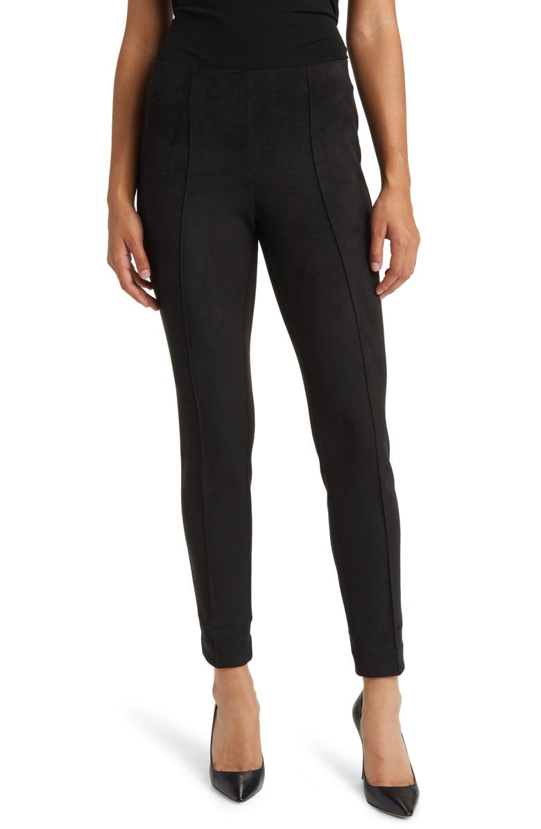 Anne Klein Slim Faux Suede Pull-On Pants, Main, color, 
