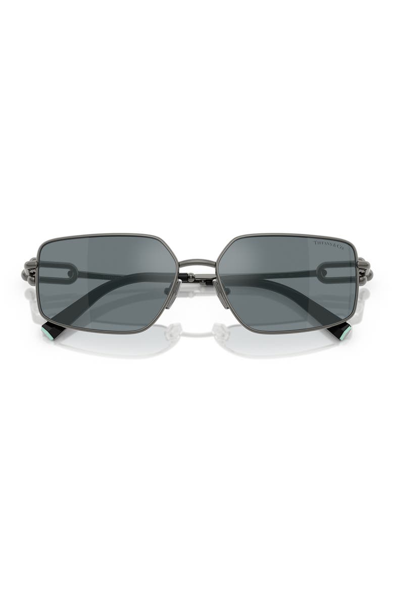 58mm Rectangular Sunglasses, Alternate, color, RUTHENIUM / GREY MIRROR BLACK