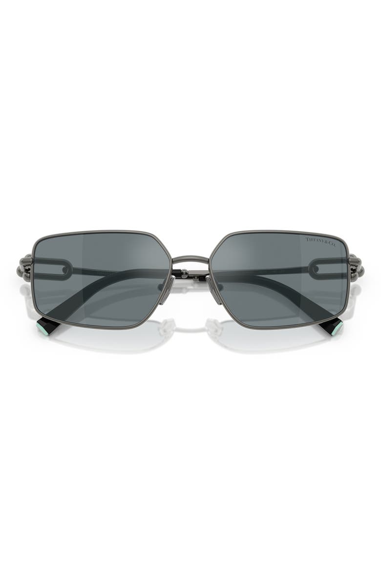 Tiffany & Co. 58mm Rectangular Sunglasses, Alternate, color, Ruthenium / Grey Mirror Black