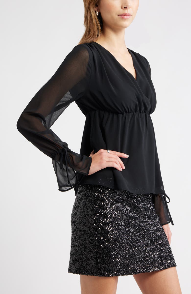 Open Edit Babydoll Chiffon Top, Alternate, color, Black