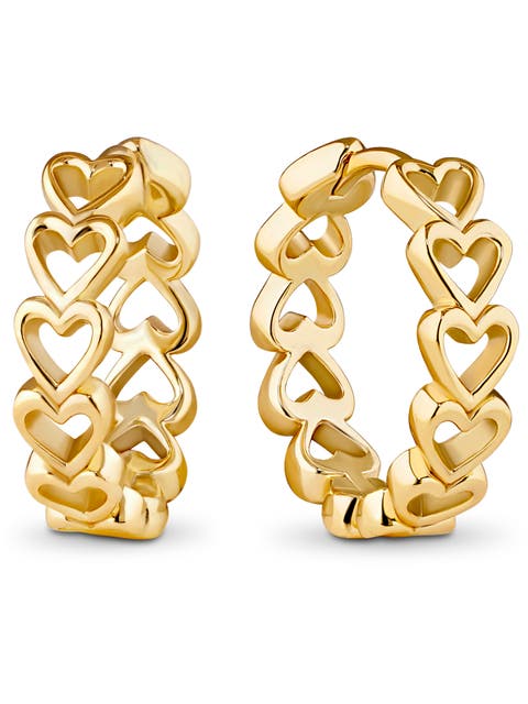 Open Heart Hoop Earrings in Gold Plated Sterling Silver