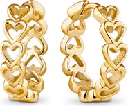 DEVATA Open Heart Hoop Earrings in Gold Plated Sterling Silver