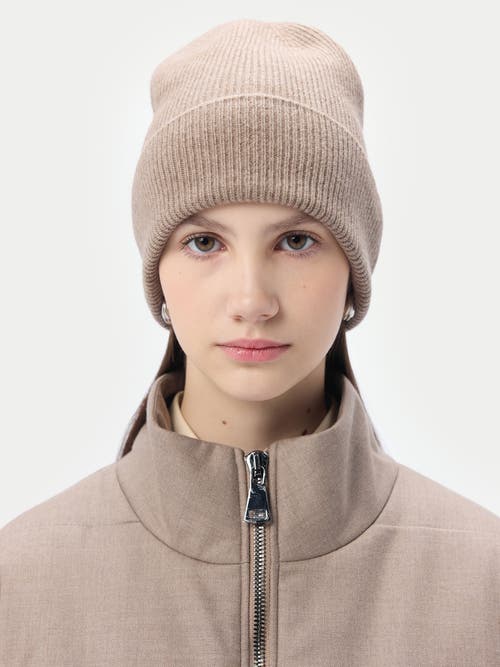 Gobi Mongolian Cashmere Cashmere Rib Knit Beanie In Taupe