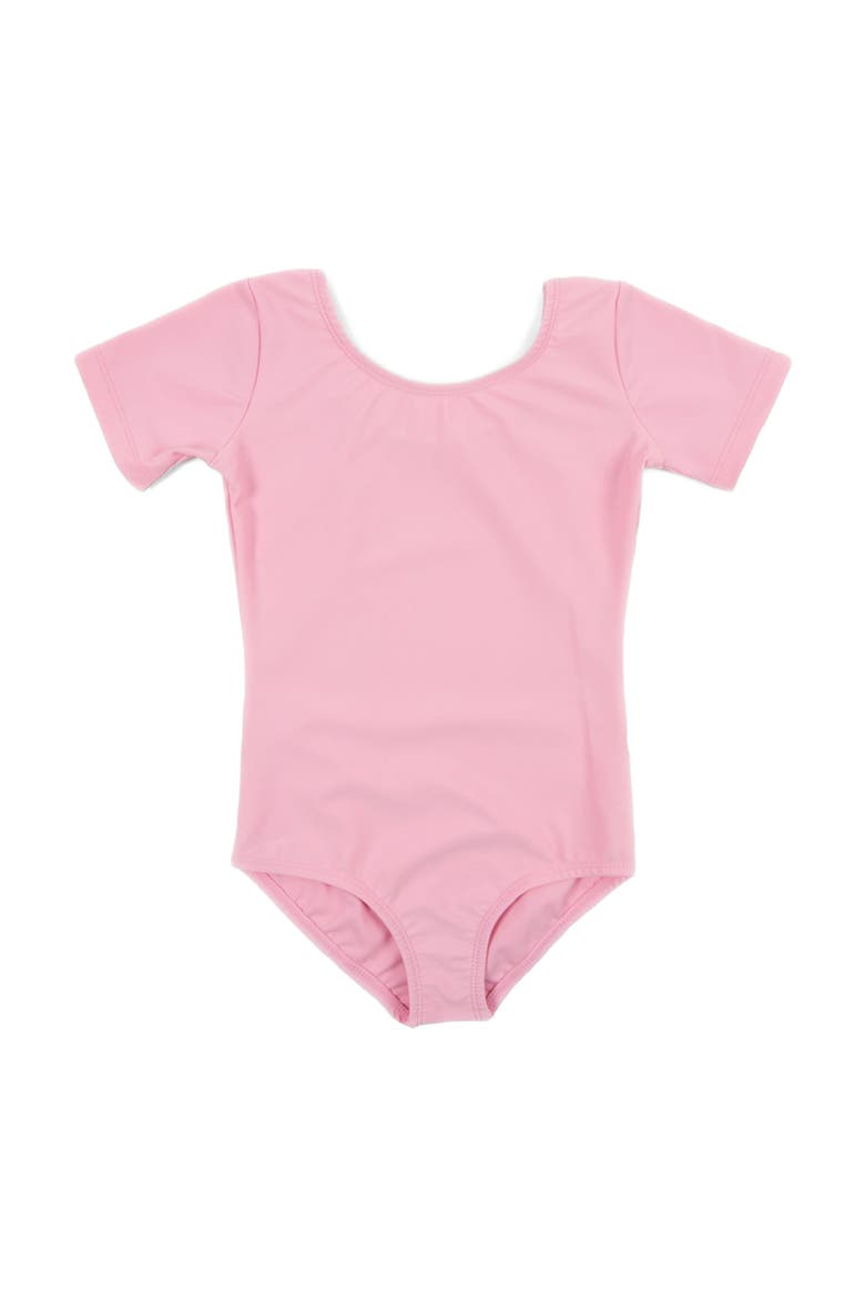 Girls Short Sleeve Leotard, Main, color, PINK