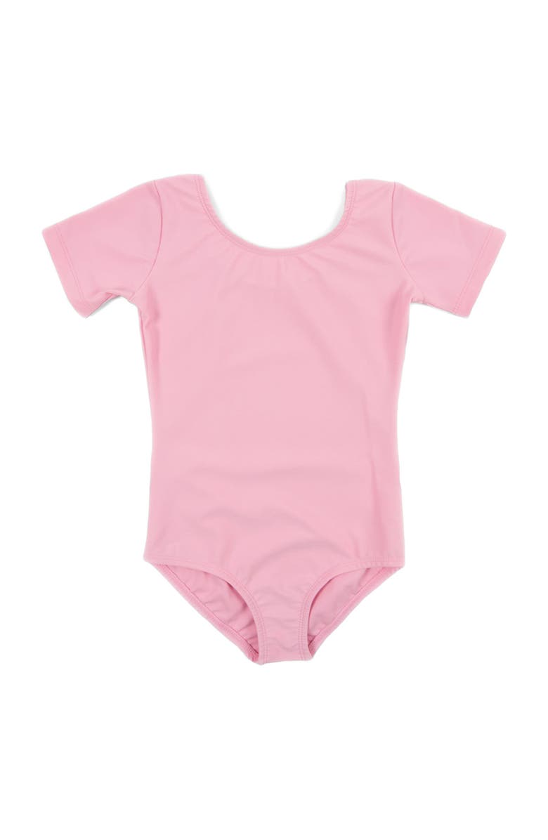 Leveret Girls Short Sleeve Leotard, Main, color, Pink