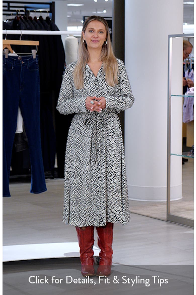 Spotted Around Long Sleeve Midi Shirtdress video