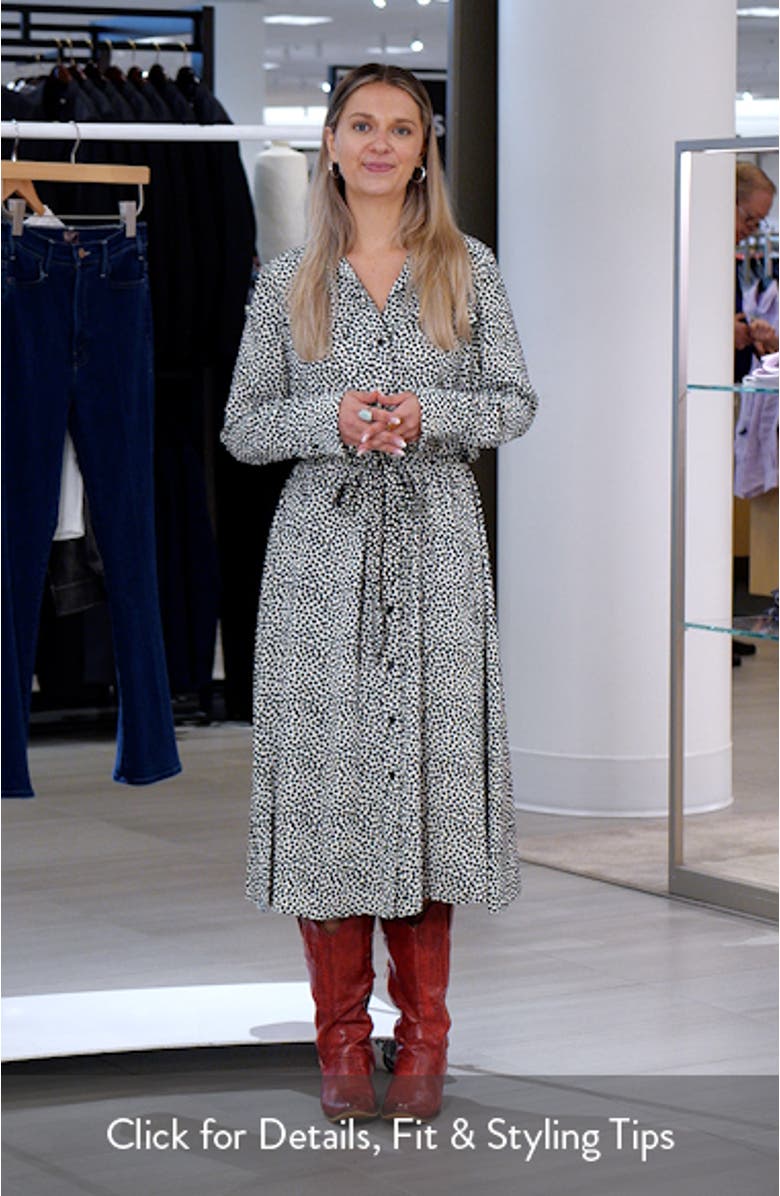 Spotted Around Long Sleeve Midi Shirtdress, sales video thumbnail
