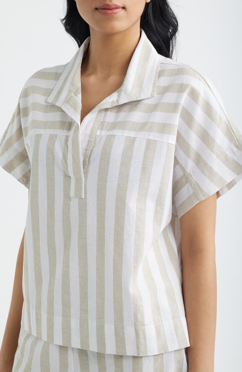 CITY BLUES Relaxed Stripe Shirt, Alternate, color, Sand