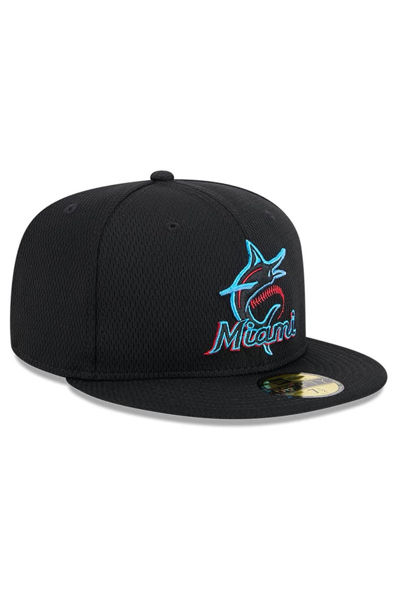 New Era Men's New Era Black Miami Marlins 2025 MLB Clubhouse 59FIFTY Fitted Hat, Alternate, color, 