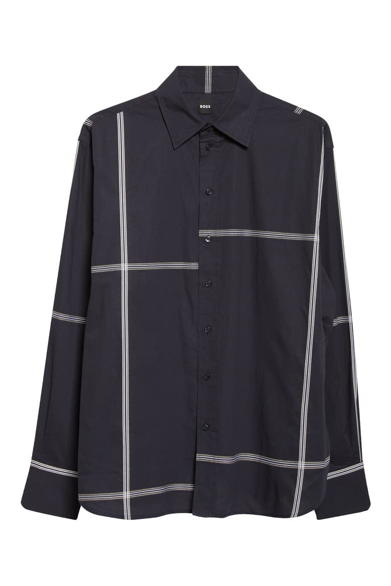 Saturday Asymmetric Check Cotton Button-Up Shirt, Alternate, color, SKY CAPTAIN