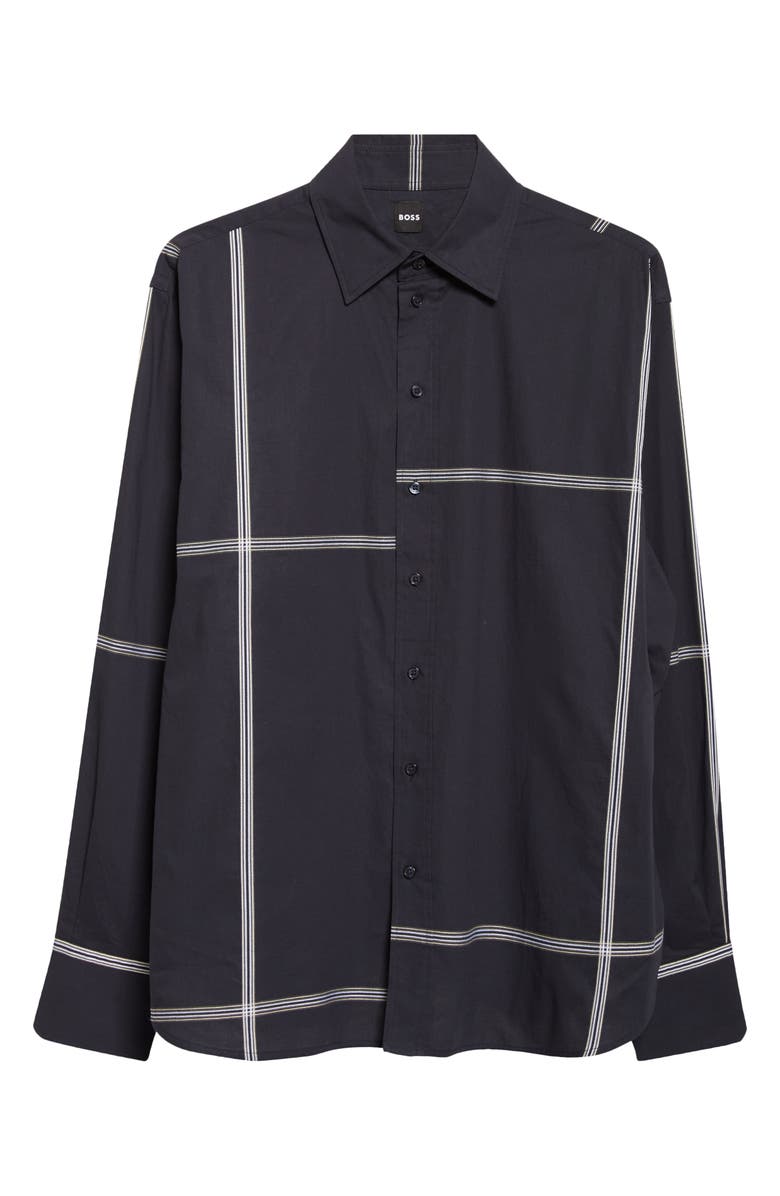 BOSS Saturday Asymmetric Check Cotton Button-Up Shirt, Main, color, Sky Captain