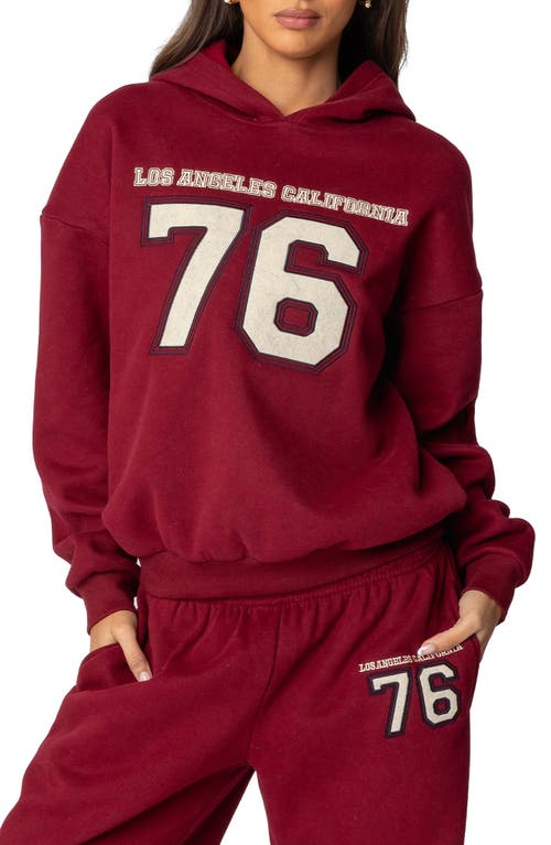 Shop Edikted 76 Cali Appliqué Graphic Hoodie In Burgundy