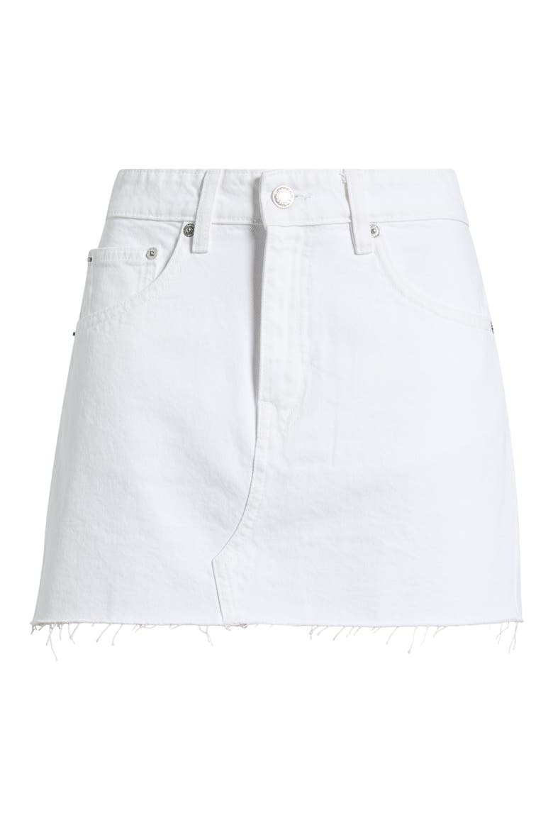 Rica Raw Hem Denim Miniskirt, Main, color, WHITE