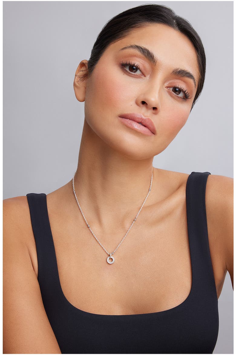 Caviar Spark Diamond Open Circle Pendant Necklace, Alternate, color, DIAMOND/ SILVER