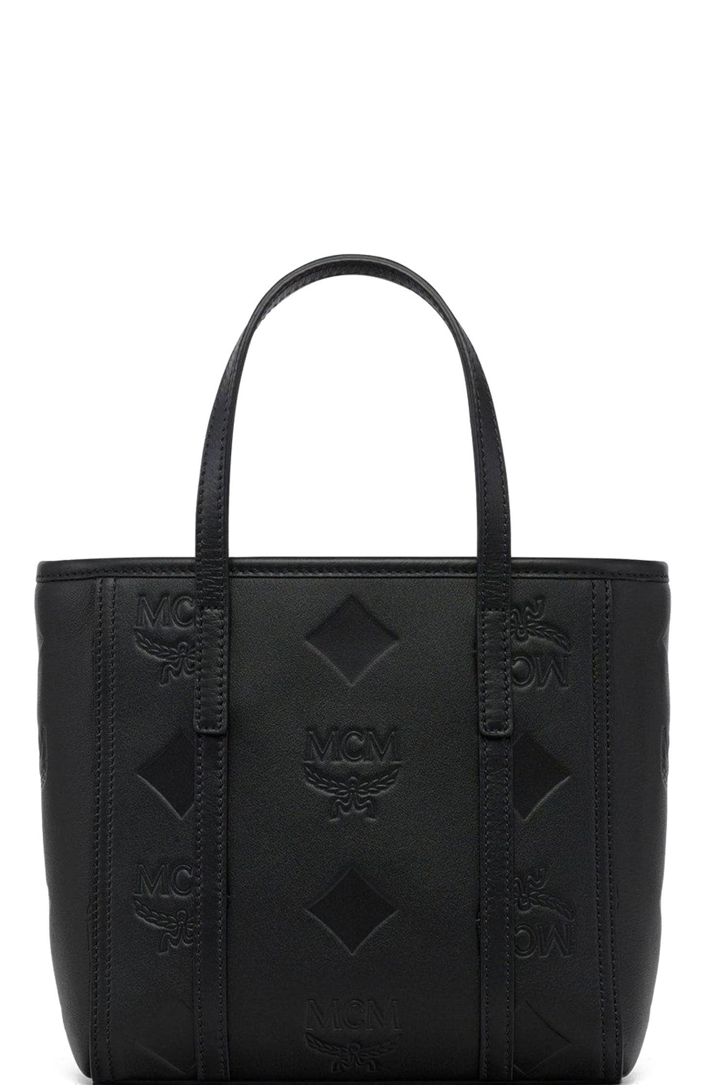 MCM Mini Toni Top-Zip Shopper in Maxi Monogram Leather, Alternate, color, Black