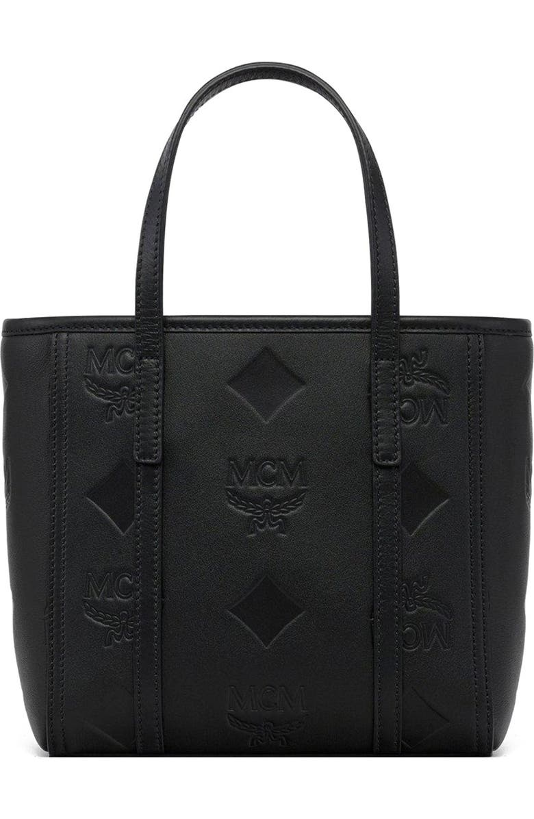 MCM Mini Toni Top-Zip Shopper in Maxi Monogram Leather, Alternate, color, Black
