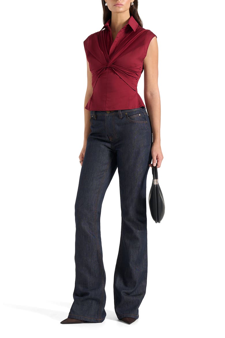 Yvette Gathered Twist Sleeveless Top, Main, color, Wine Red