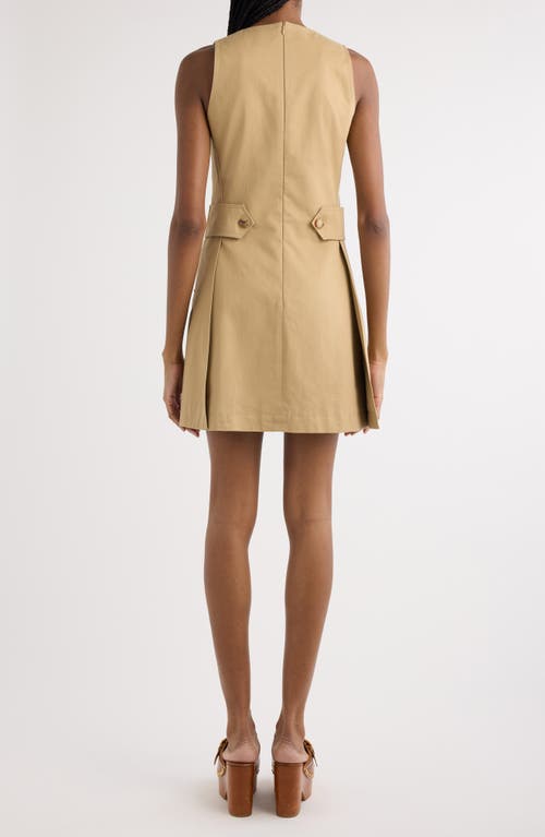 Chloé Sleeveless Cotton Sateen Lace-up Minidress In Argil Brown