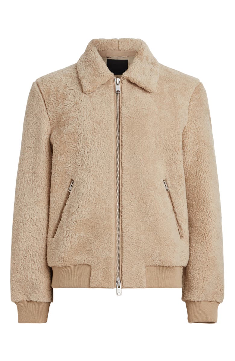 AllSaints Charlie Genuine Shearling Zip Jacket, Alternate, color, 