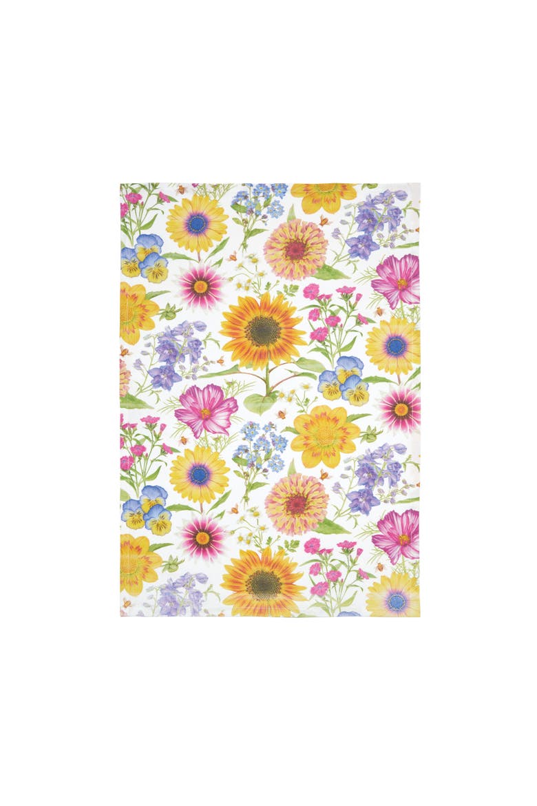 Spring Blooms Sunflower Cotton Kitchen Dishtowel, Alternate, color, Orange