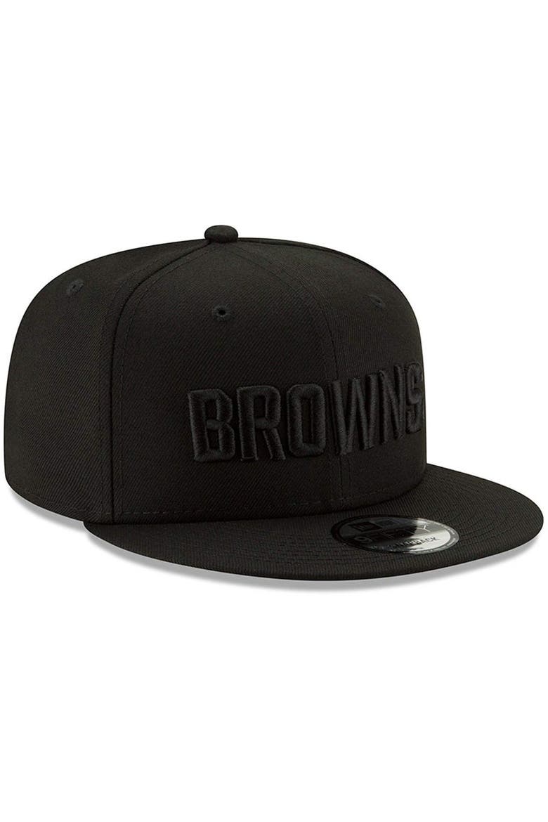 Men's New Era Black Cleveland Browns Black On Black 9FIFTY Adjustable Hat, Alternate, color, BLACK