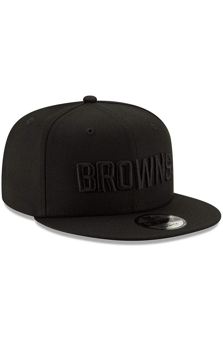 New Era Men's New Era Black Cleveland Browns Black On Black 9FIFTY Adjustable Hat, Alternate, color, 