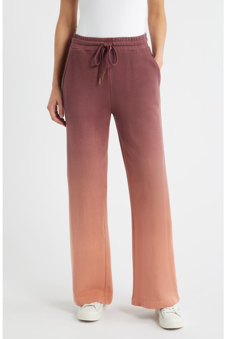 Ombré Dip Dye Drawstring Lounge Pants, Main, color, MERLOT