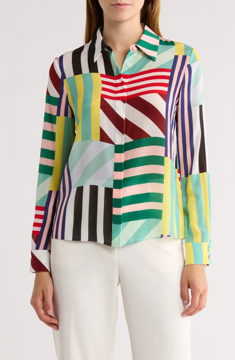 Alice + Olivia Brenna Button Front Ruffle Sleeve Crop Top