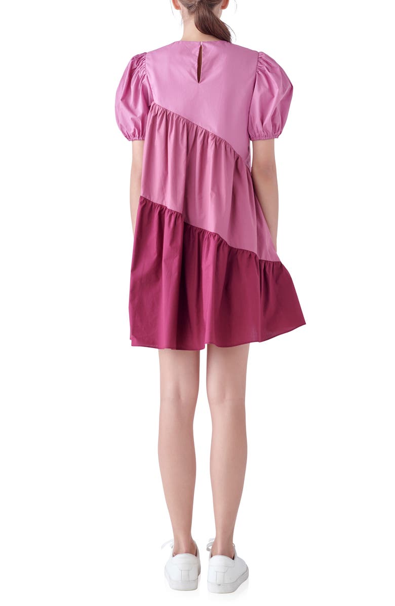 English Factory Colorblock Puff Sleeve Shift Dress, Alternate, color, Orchid Multi