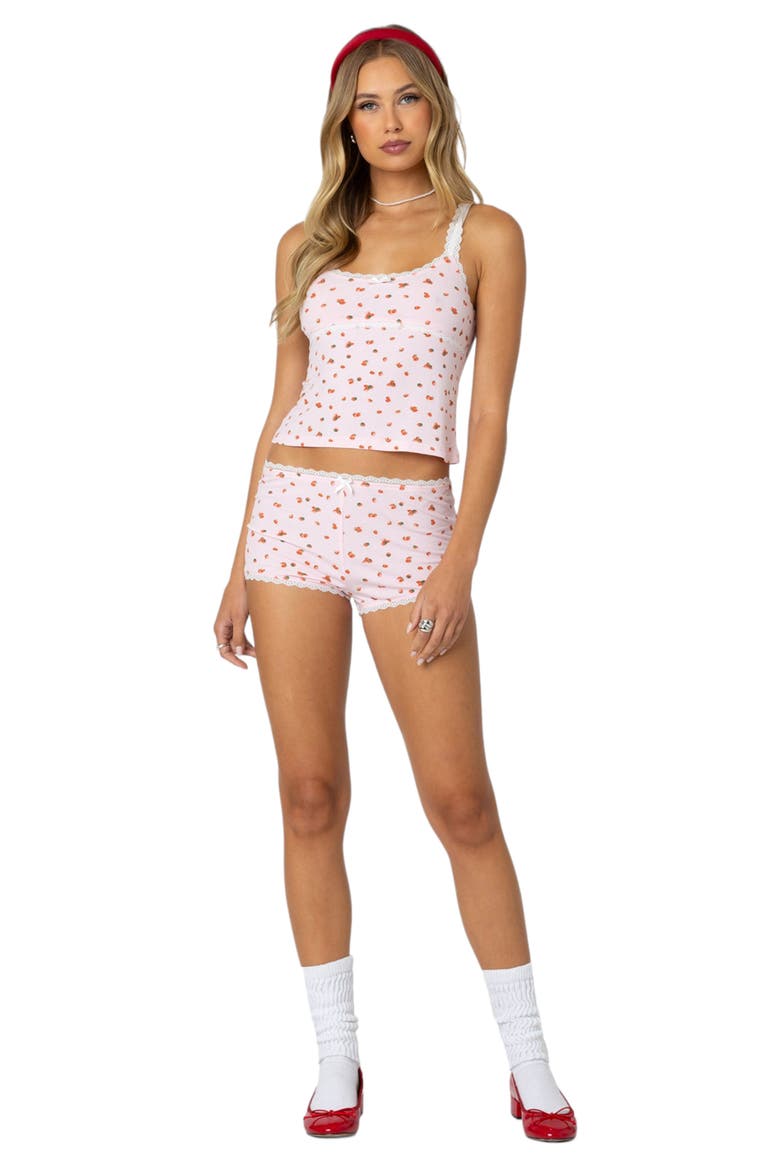 Strawberry Lace Trim Camisole, Alternate, color, PINK