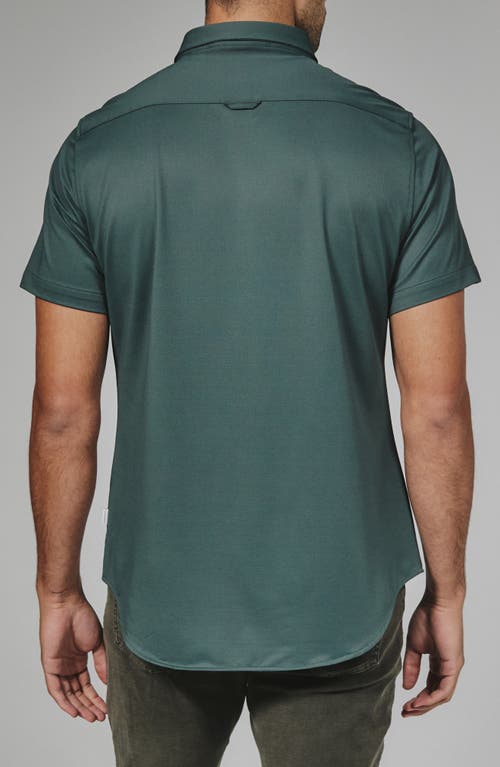 7 Diamonds Owen Solid Short Sleeve Performance Button-up Shirt In Green