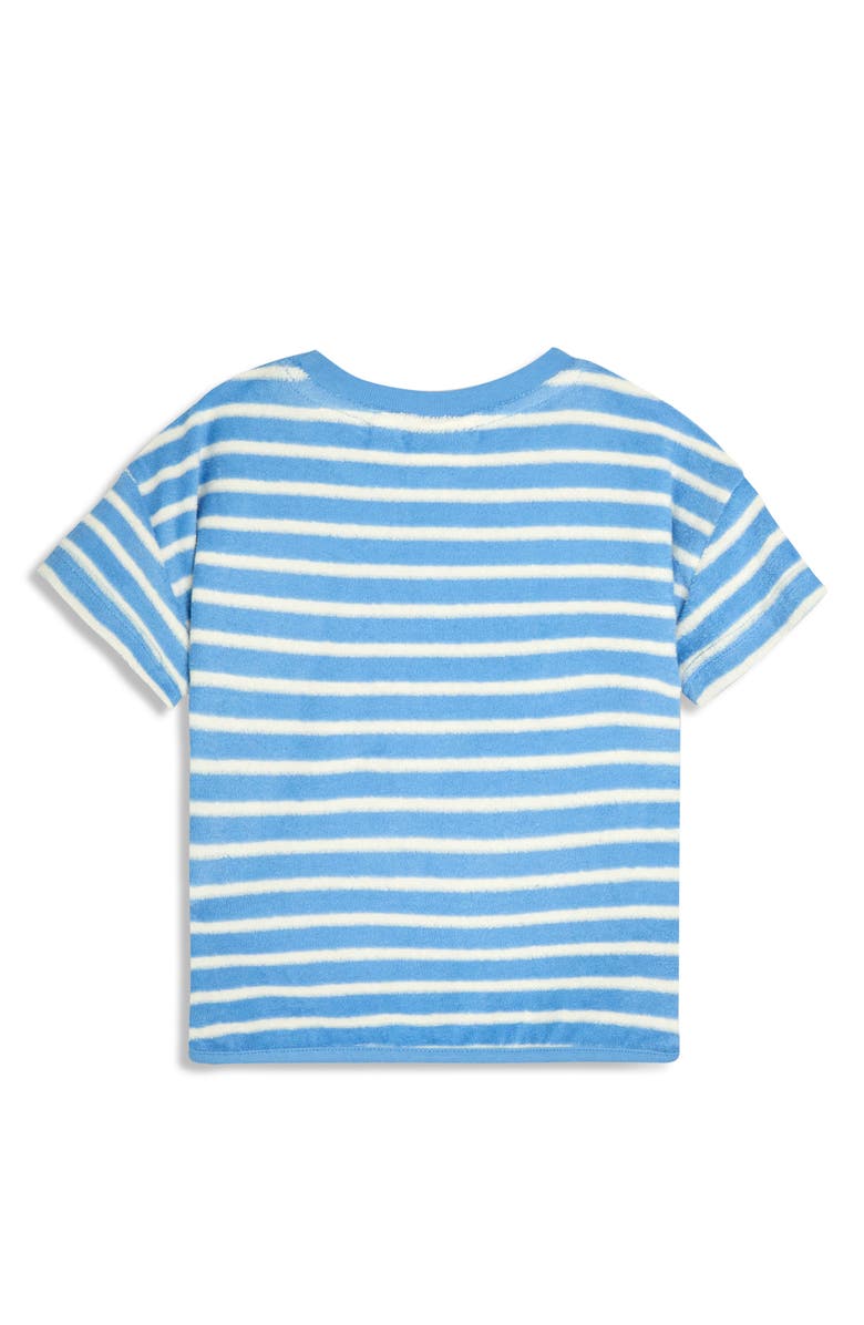 JOJO MAMAN BEBE Crab Appliqué Stripe Terry Cloth T-Shirt & Drawstring Shorts Set, Alternate, color, Blue