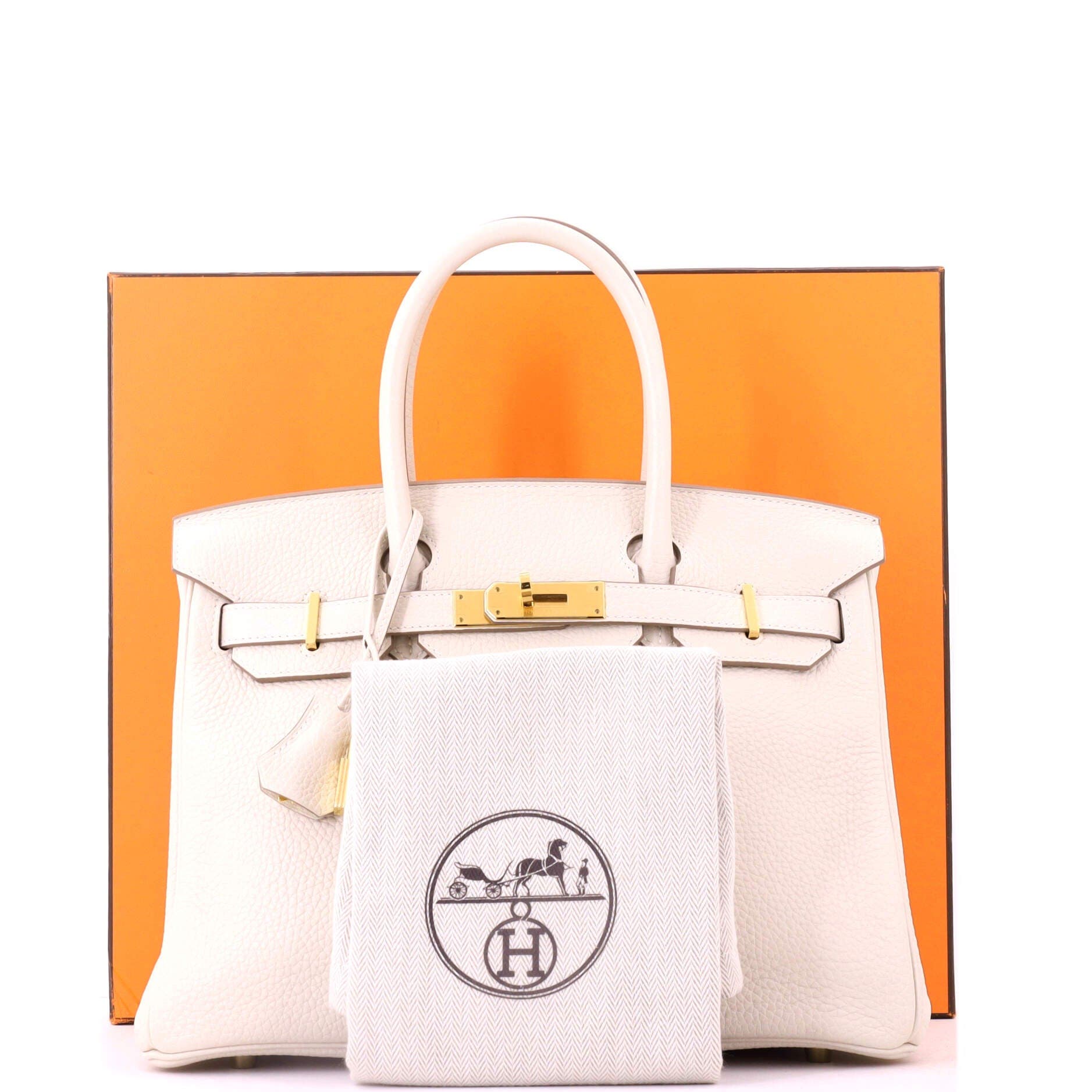 Pre-Owned Hermes Birkin Handbag Light Clemence with Gold Hardware 30, Alternate, color, Craie