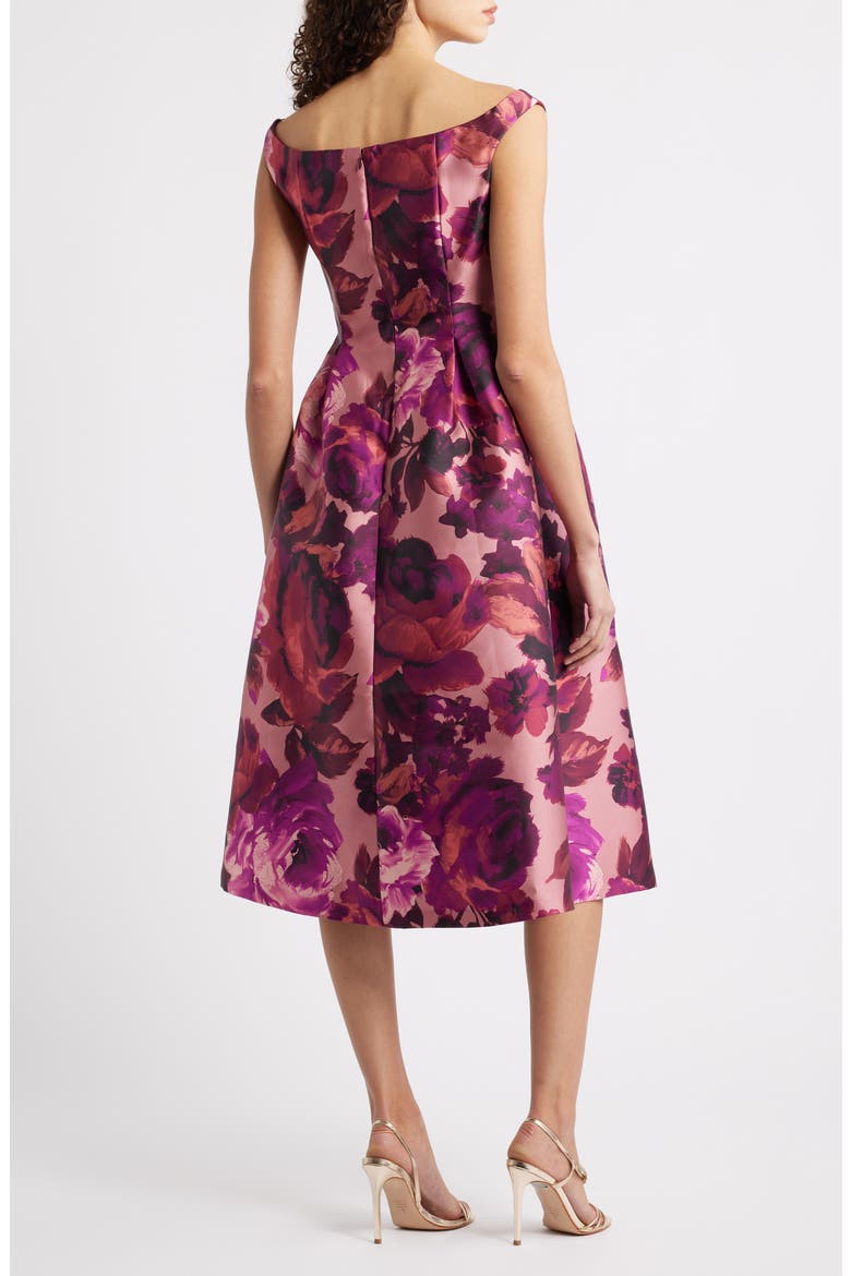 Floral Off the Shoulder Cocktail Dress, Alternate, color, PINK MULTI