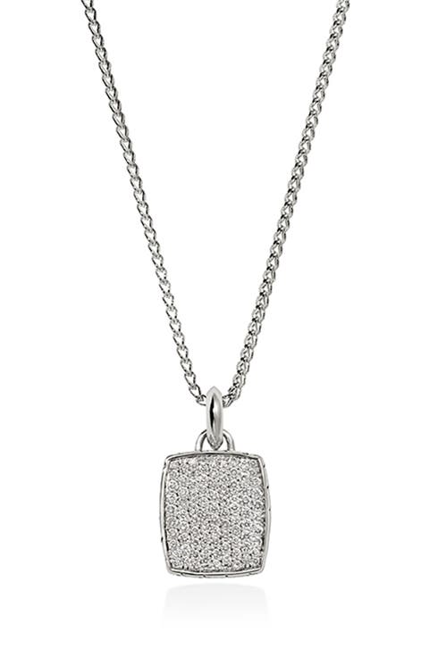 Pavé Diamond Tag Pendant Necklace