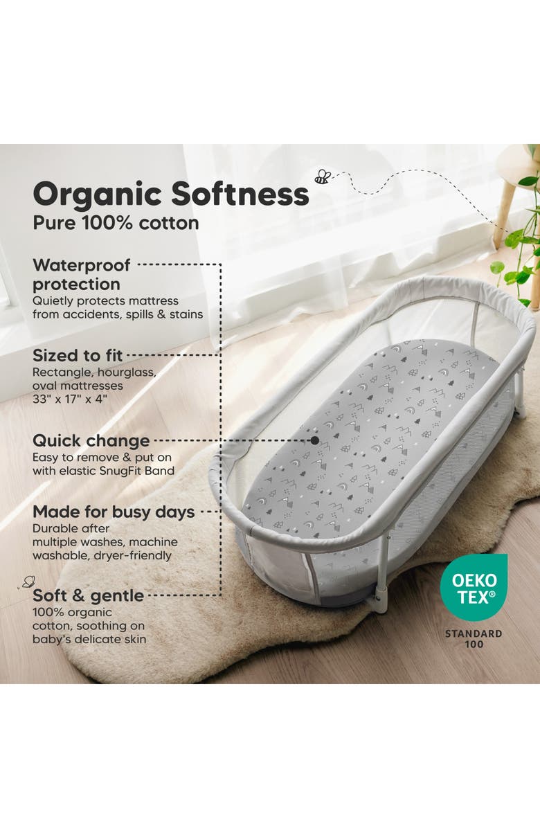 KeaBabies 2-Pack Soothe [Protect+] Waterproof Bassinet Sheets, Alternate, color, Woodland