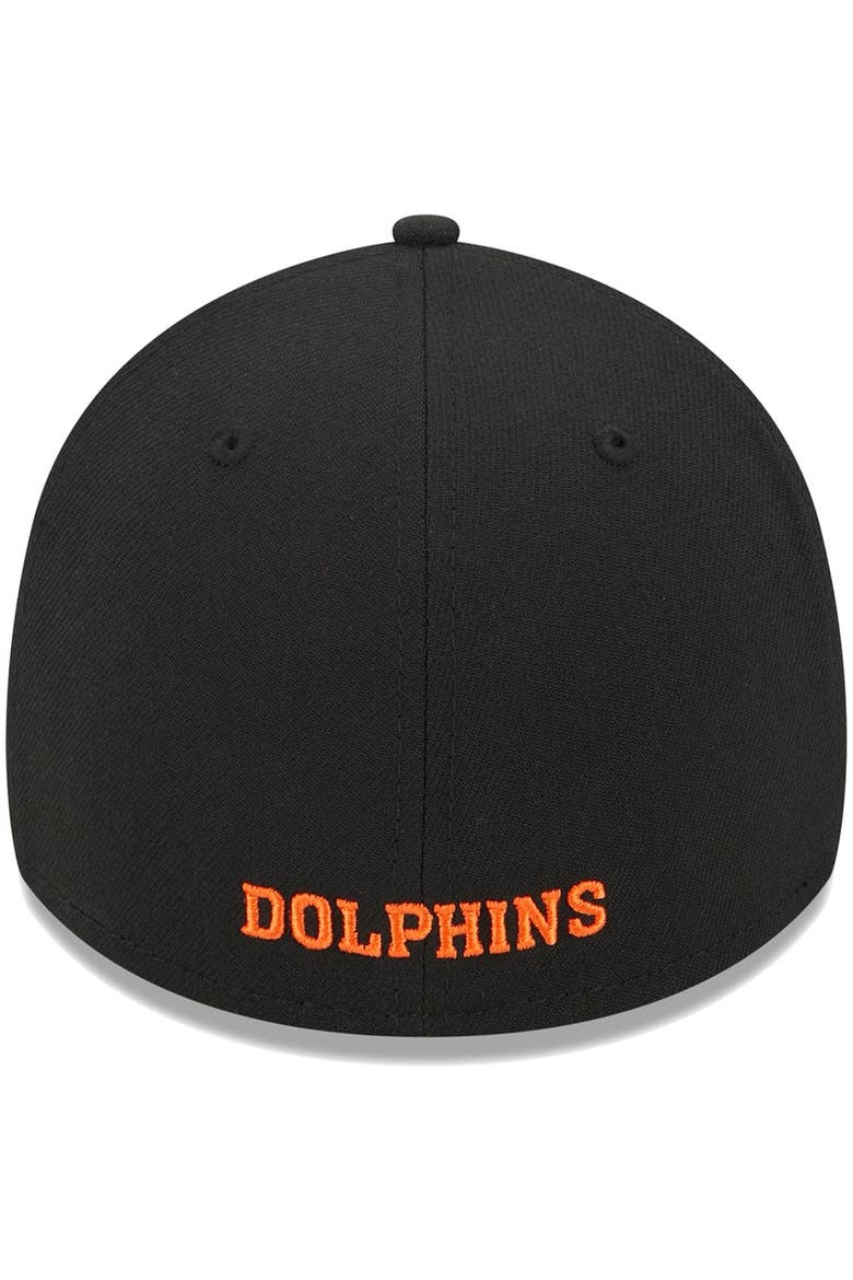 Men's New Era Black Miami Dolphins Throwback Main 39THIRTY Flex Hat, Alternate, color, Black