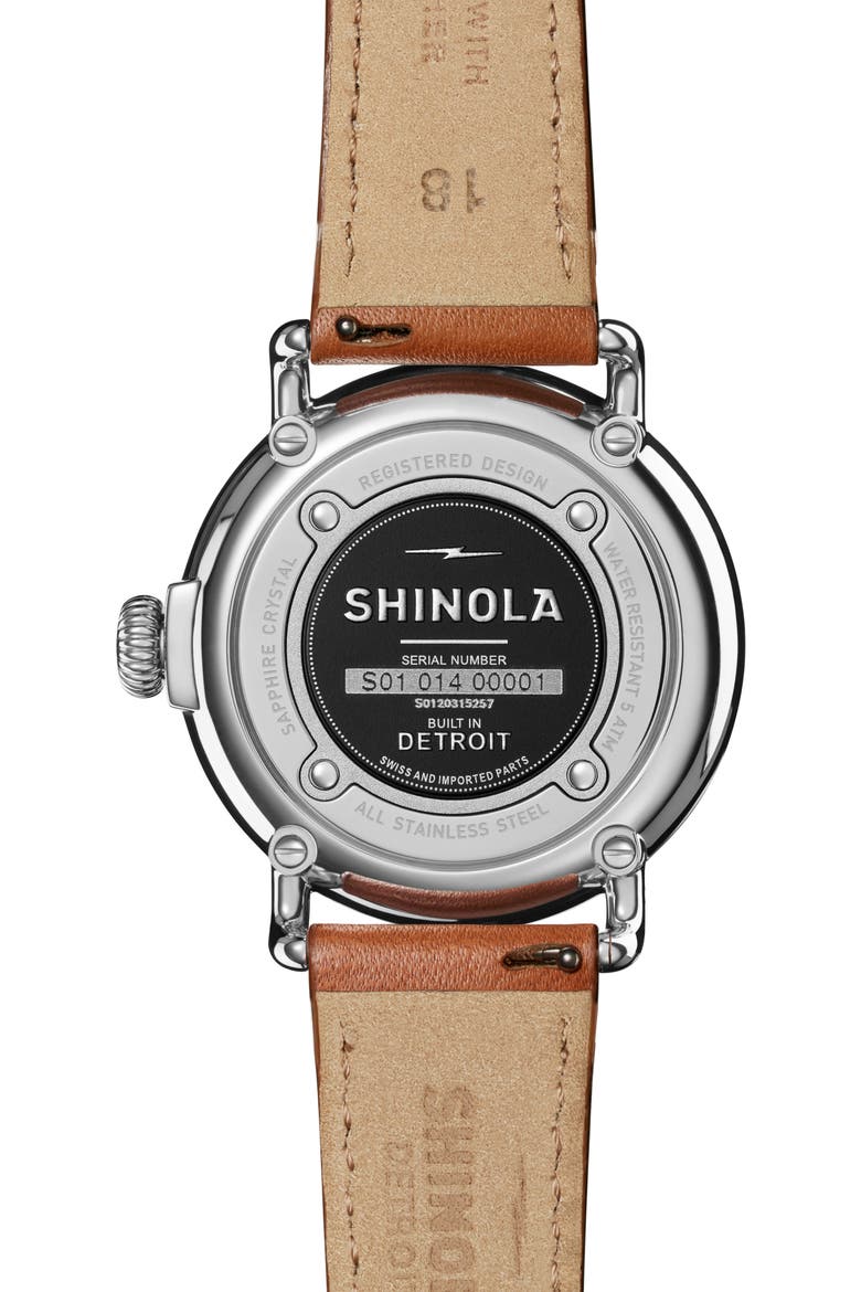 Runwell Leather Strap Watch, 36mm, Alternate, color, WHITE