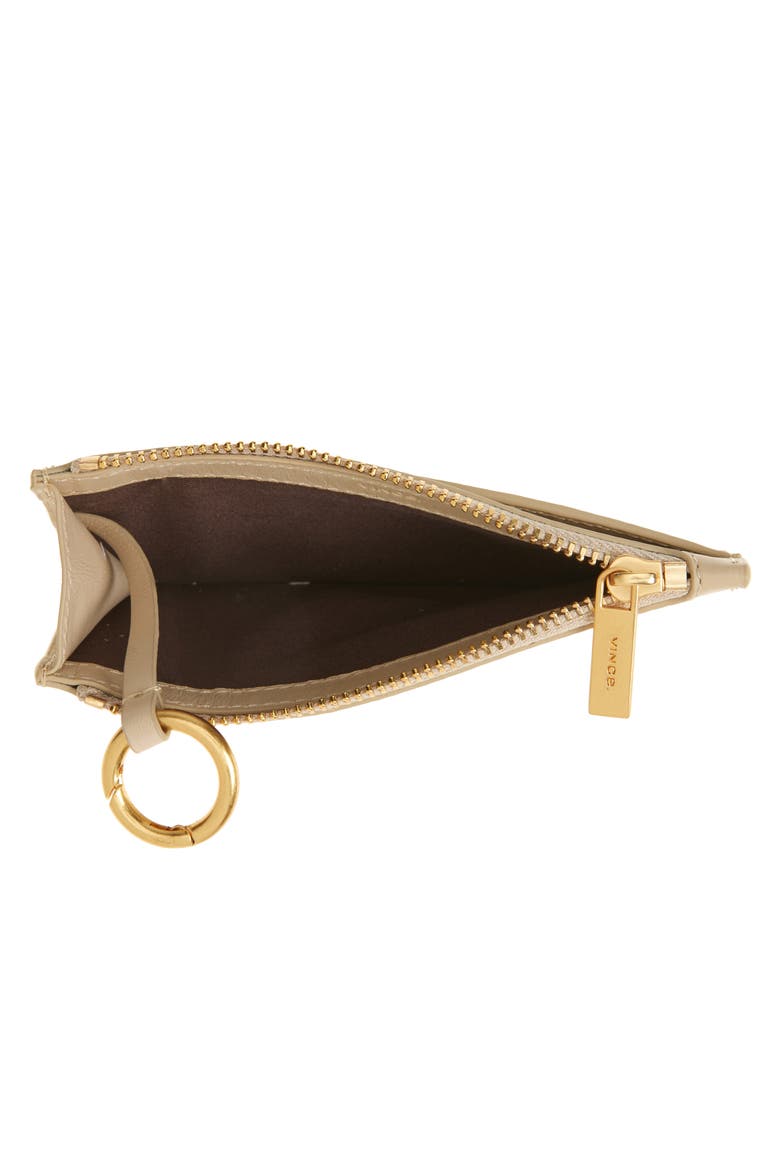 Leather Zip-Top Card Case, Alternate, color, MARZIPAN